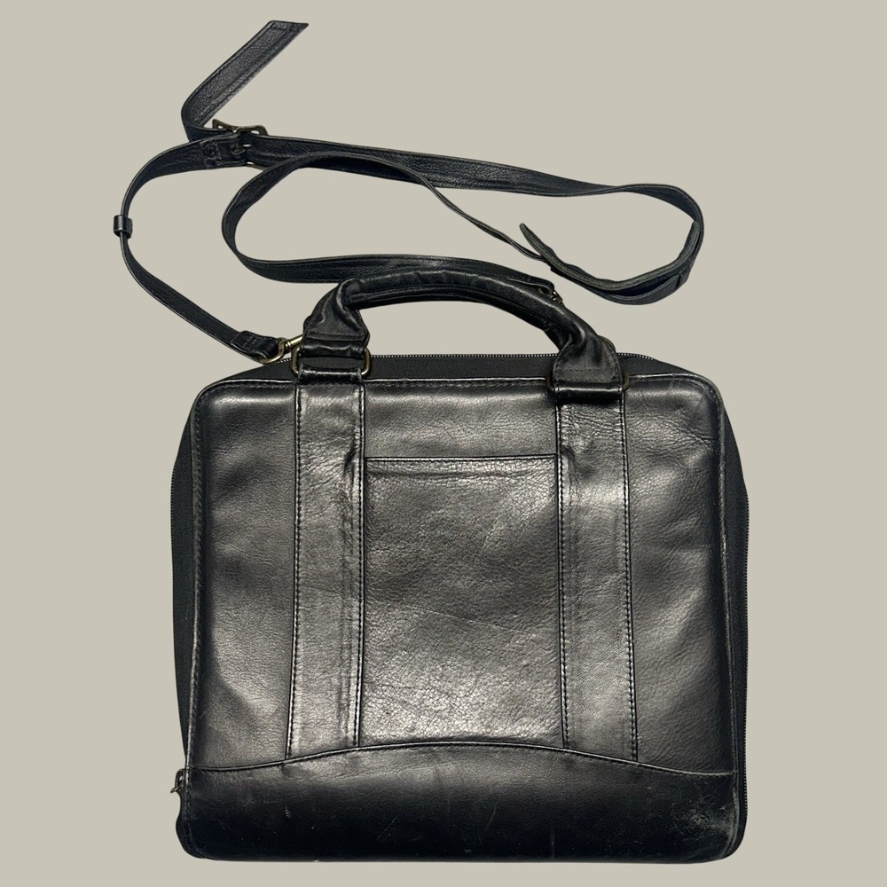 Franklin Covey Leather Vintage Planner Space-maker Zipper Binder Black